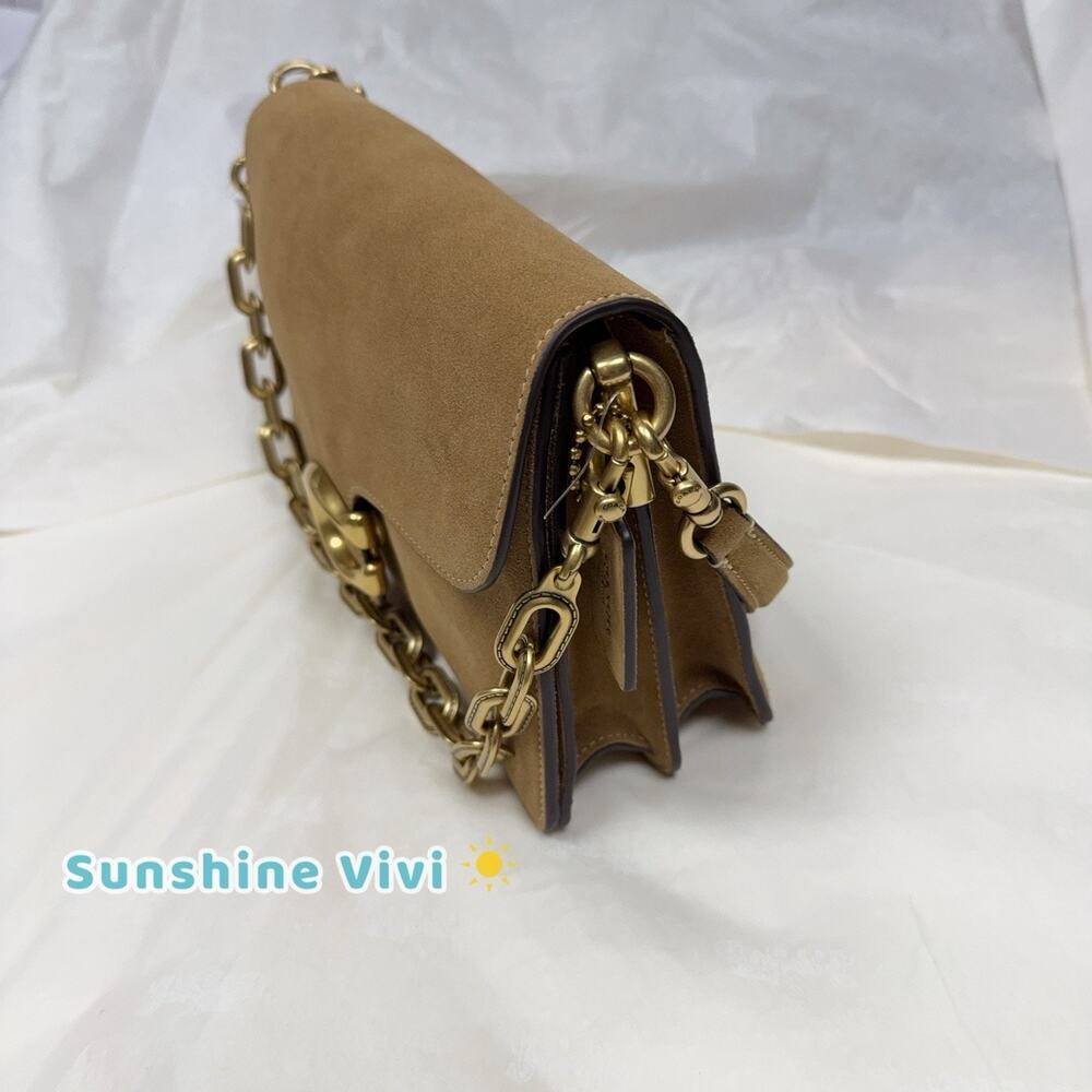 NWT Coach Chain Tabby Shoulder/Hand Suede Chain Tabby Sand CAN13 - Picture 4 of 13